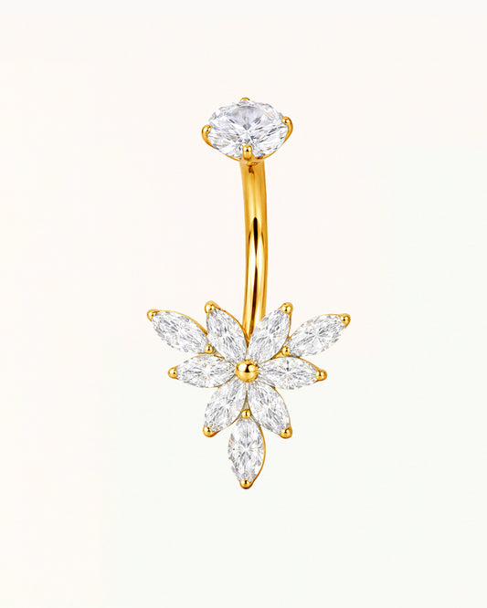 Navel Piercing with Flower Marquise Crystals - Misha