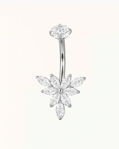 Navel Piercing with Flower Marquise Crystals - Misha