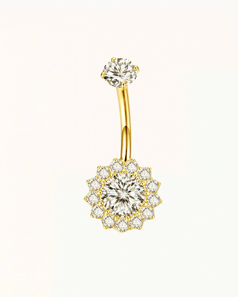 Belly Button Piercing with Sun-Shaped Crystals - Sydney