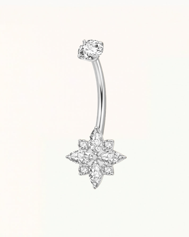Navel piercing with flower-shaped crystal - Venus