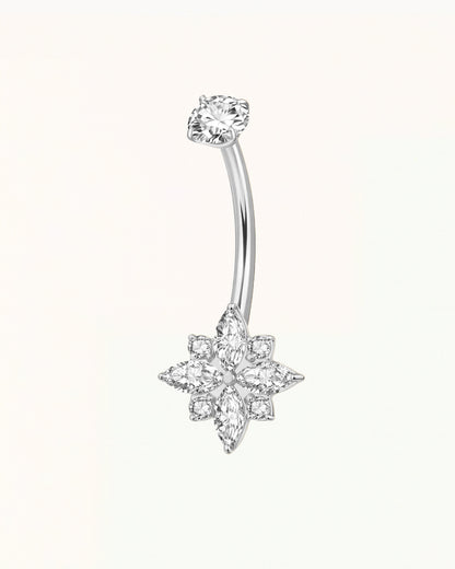 Navel piercing with flower-shaped crystal - Venus