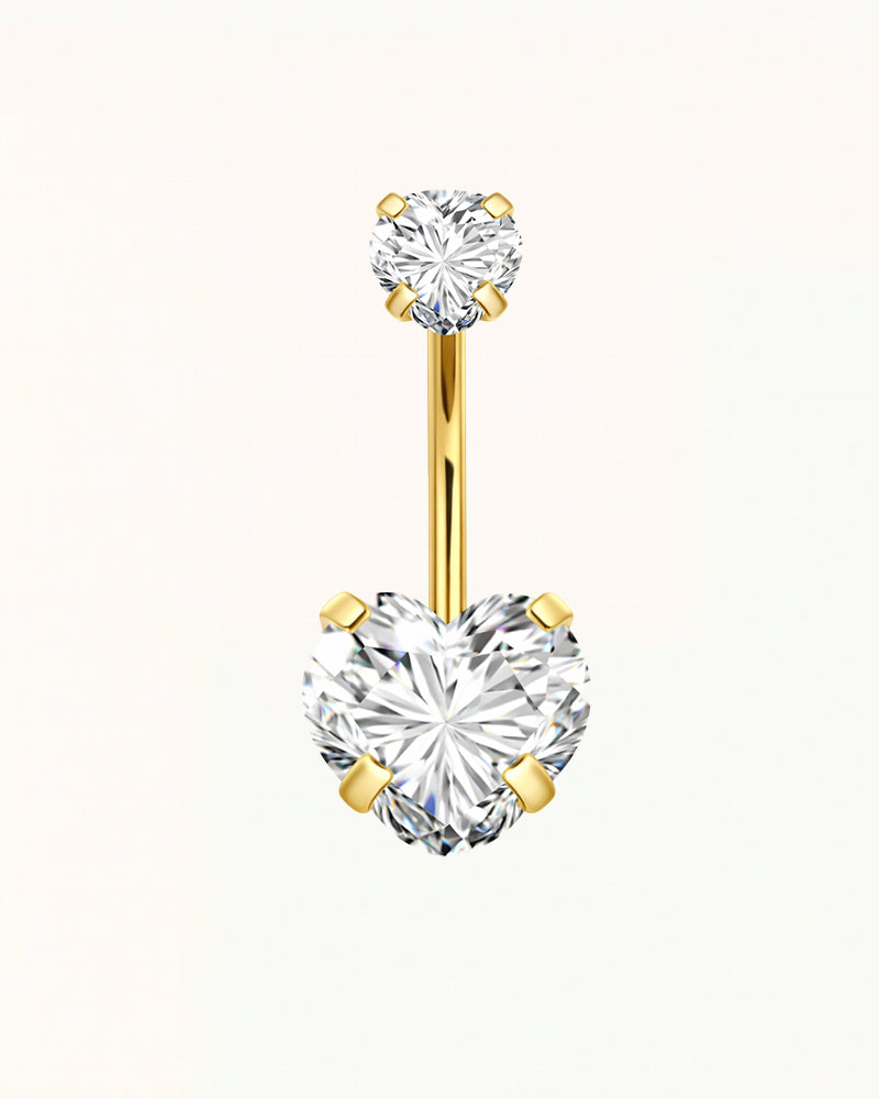 Belly Button Piercing with Heart-Shaped Crystals - Zelda