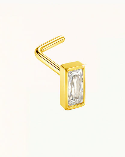 Nose piercing L-shape with rectangular crystal - Thalia