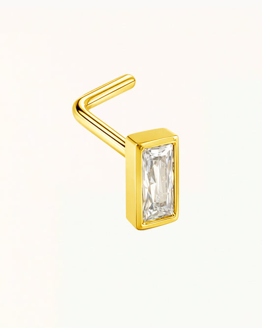 Nose piercing L-shape with rectangular crystal - Thalia