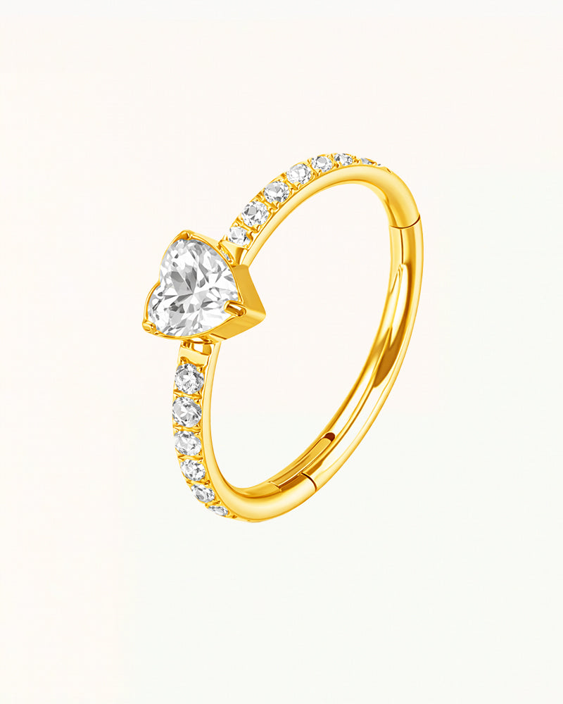 Ring Piercing with Heart-Shaped Stone - Annika