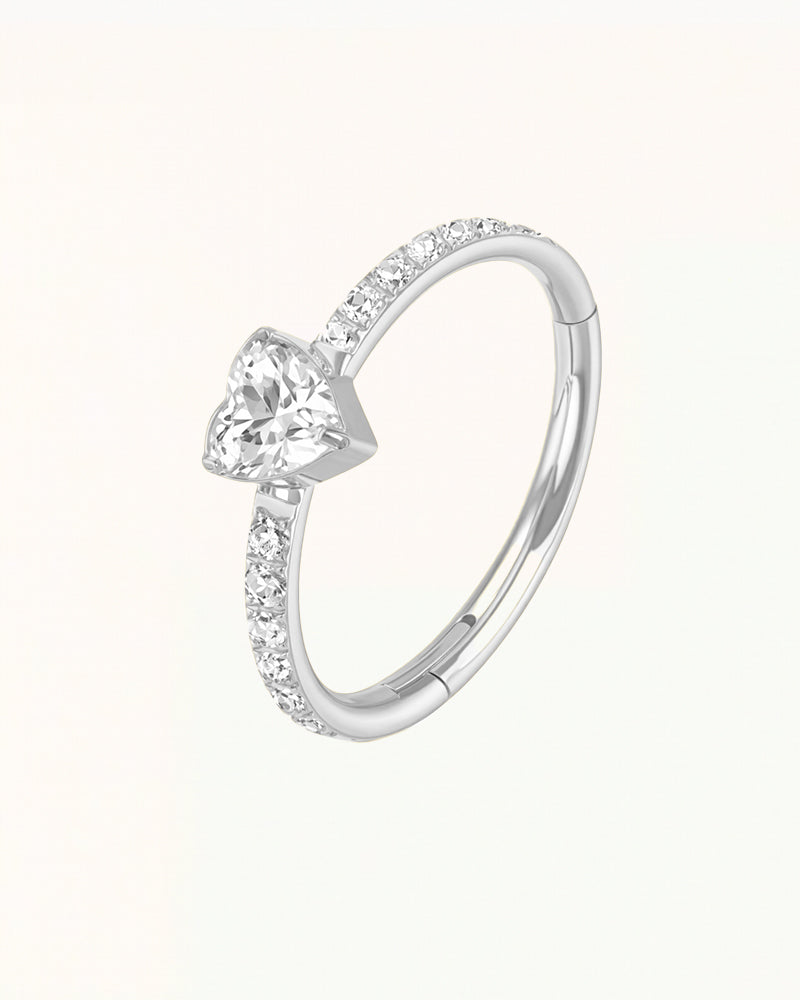 Ring Piercing with Heart-Shaped Stone - Annika