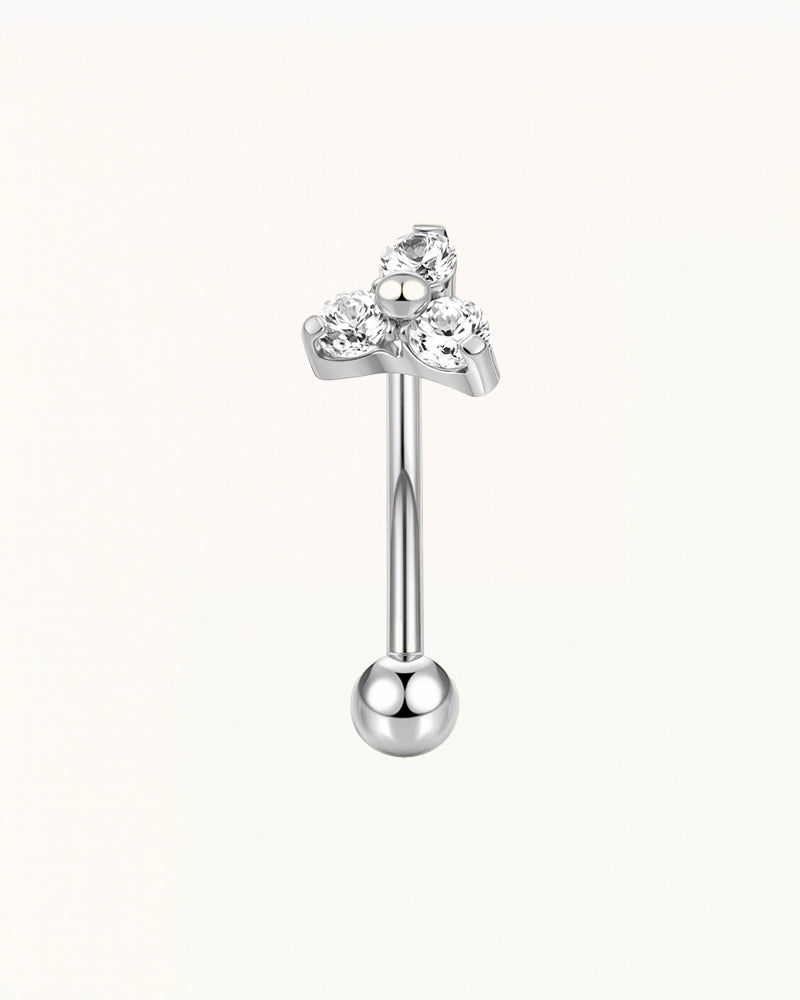 Titanium Rook Piercing met Drie Stenen - Caitlin