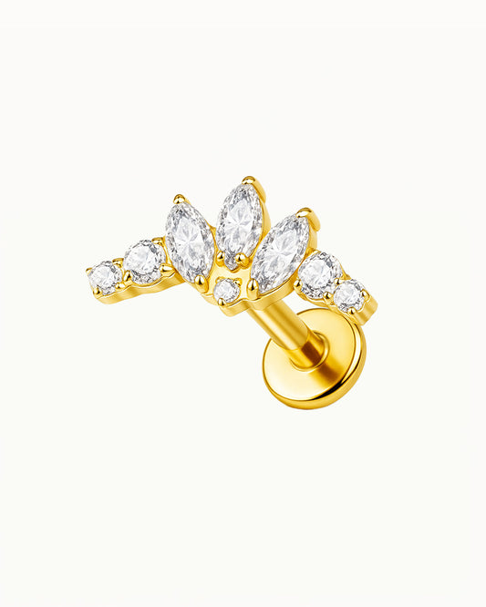 Piercing en titane avec éventail de pierres de luxe - Nikoletta
