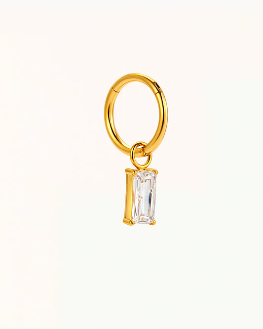 Titanium Piercing met Hangende Baguette Steen - Paige