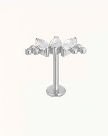 Titanium Piercing with Teardrop Crystals and Balls - Priscilla