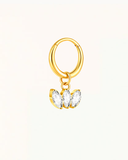 Titanium Clicker Piercing met Drie Marquise Stenen - Rebecca