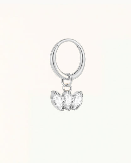 Titanium Clicker Piercing met Drie Marquise Stenen - Rebecca