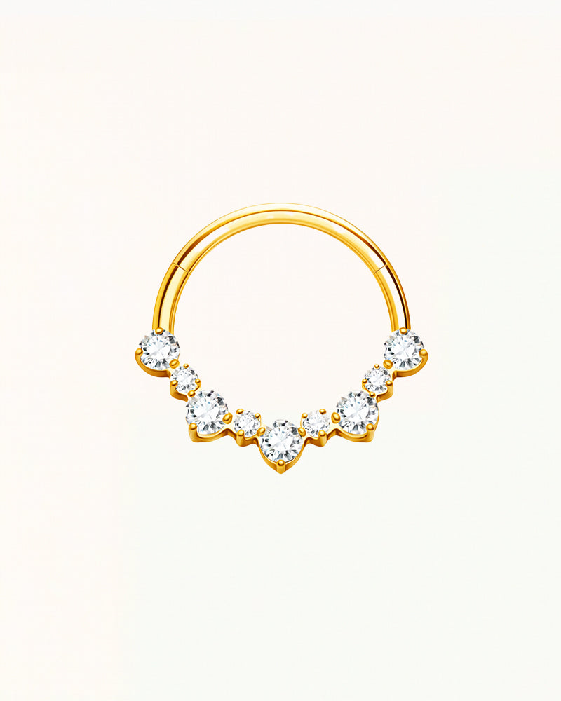 Titanium Daith Piercing met Waaier van Stenen - Stella