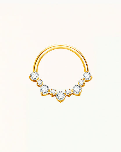 Titanium Daith Piercing met Waaier van Stenen - Stella