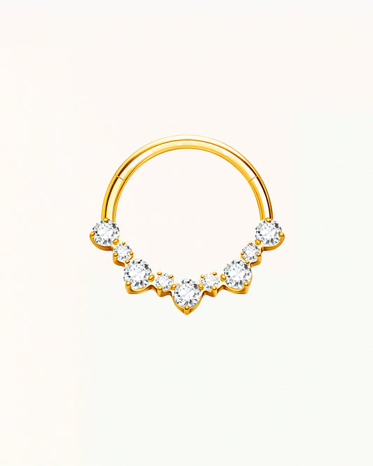 Titanium Daith Piercing met Waaier van Stenen - Stella