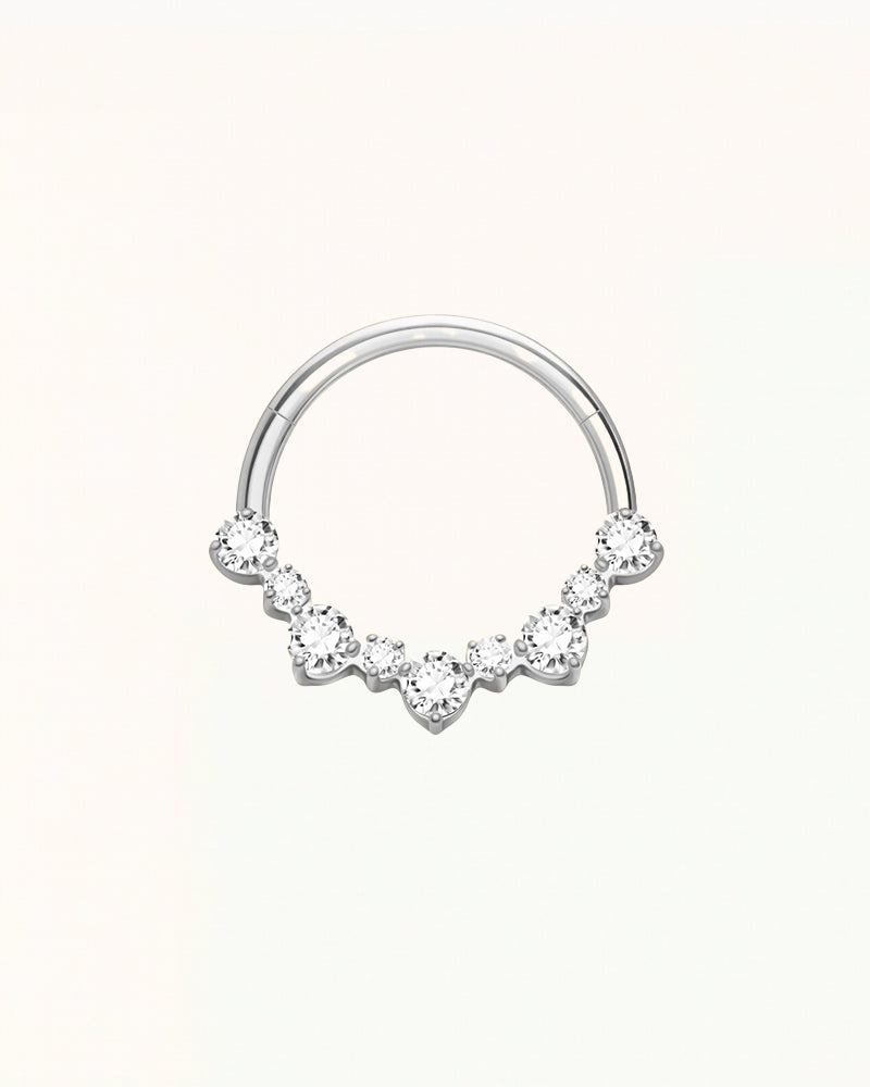 Titanium Daith Piercing met Waaier van Stenen - Stella