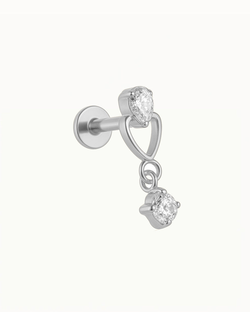 Piercing en titane Hartje avec pierre suspendue - Yaren